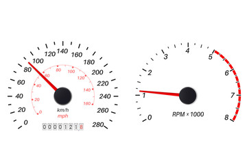 Tachometer and speedometer scale
