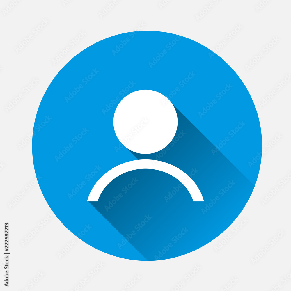 Poster vector image of a person icon. people icon on blue background. flat image person with long shadow. l