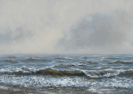Paintings sea landscape. Fine art. Digital paintings.