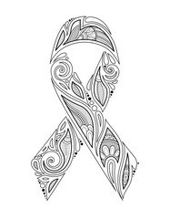 Breast Cancer Awareness Month Emblem, Pink Ribbon Symbol