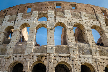 Obraz premium view of the facade of Colosseum in Rome, Italy