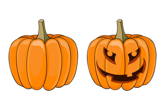 Halloween pumpkin. Colored orange doodle