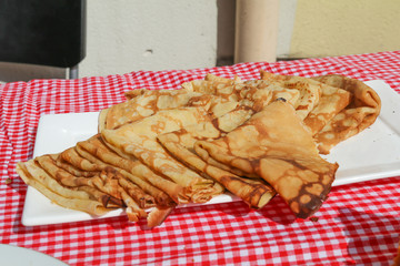 creps, pancake and msemen which is a tradditionnal moroccan crepes