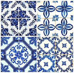 Four tiles in blue