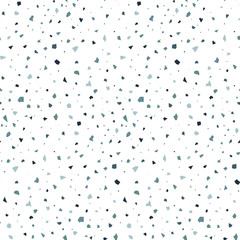 Blue terrazzo seamless pattern. Abstract repetitive background. Modern vector wallpaper.