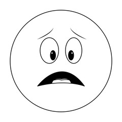 Worried chat emoticon in black and white