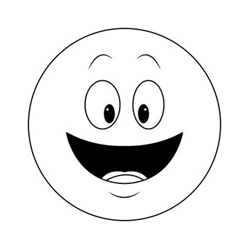Smiling chat emoticon in black and white