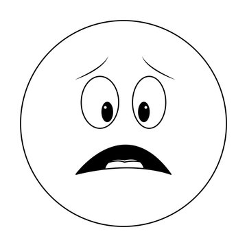 Worried chat emoticon in black and white