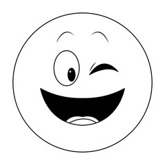 Flirt eye chat emoticon in black and white