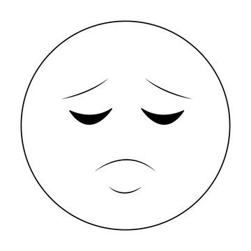 Sad chat emoticon in black and white