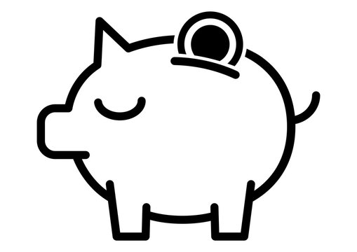 gz185 GrafikZeichnung - german - Sparschwein mit Geldst&uuml;ck (Spende / Bezahlung) - english - piggy bank with coin (Donation / Payment) - A3 A4 xxl g6592