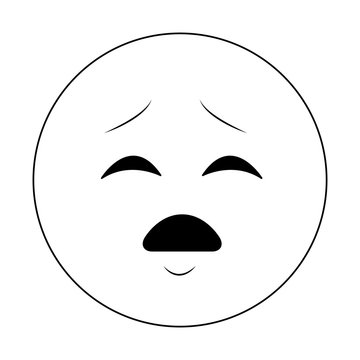 Worried chat emoticon in black and white