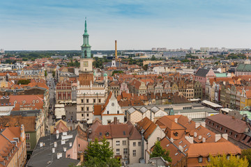 Naklejka na ściany i meble Poznan panorama of the old city center, Poland