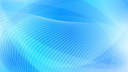 Abstract background of curved surfaces and halftone dots in light blue colors