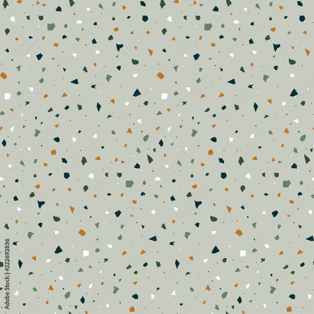 Poster terrazzo seamless pattern. abstract repeated texture. vector wallpaper.