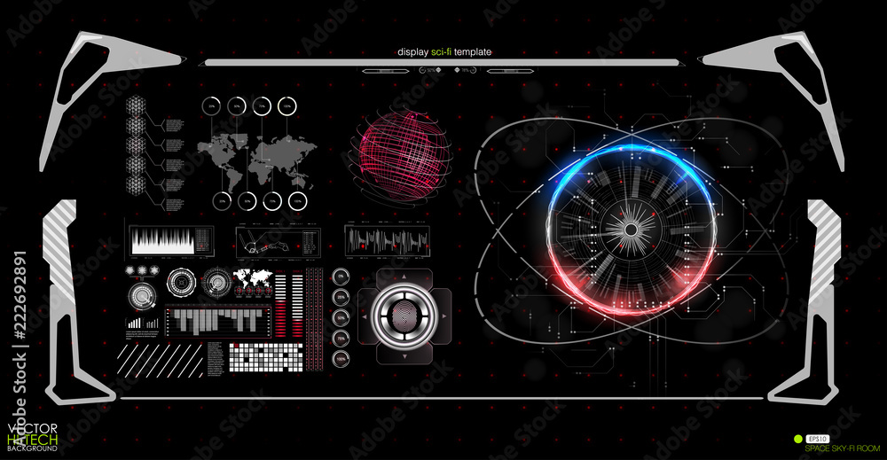 Poster head-up display elements for the web and app. virtual technology background. futuristic user interfa