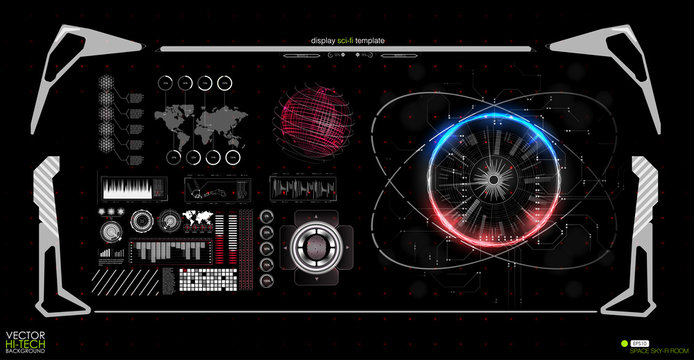 Head-up display elements for the web and app. Virtual Technology Background. Futuristic user interface. Game Design.  Vector illustration HUD background outer space.