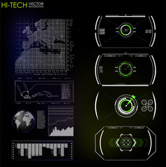 Head-up display elements for the web and app. Virtual Technology Background. Futuristic user interface. Game Design.  Vector illustration HUD background outer space.