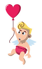 Cupid with heart shaped balloon