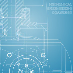 Mechanics. Technical design. Engineering style. Cover, flyer, banner. Corporate Identity. Blue and white