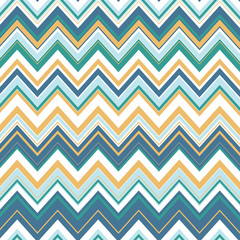 Background with colorful blue, cyan, green, yellow and white zigzag stripes