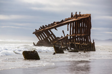 Peter Iredale shipwreck at the Oregon coast, Astoria.