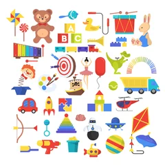 Fotobehang Baby toy set. Cute funny toys for little kid © inspiring.team