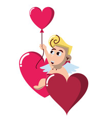 Cupid with heart shaped balloon