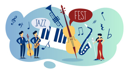 Jazz festival and acoustic live music event poster