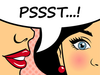 Retro-Frau, die dem Freund Klatsch zuflüstert © inspiring.team