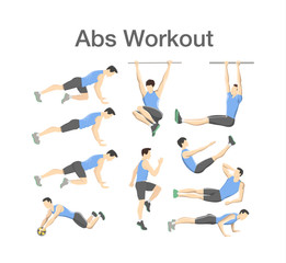 ABS workout for men. Sport exercise for perfect body