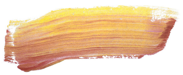 Trendy color with golden paint gouache smear