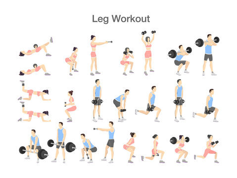 Leg workout set with dumbbell and barbell