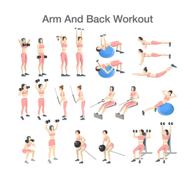 Arm and back workout set with different tools