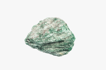 Natural green Muscovite from Brazil isolated. Macro shooting.