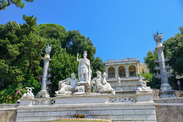 Fototapeta na wymiar Rome Italy. Sculpture in Piazza del Popolo square
