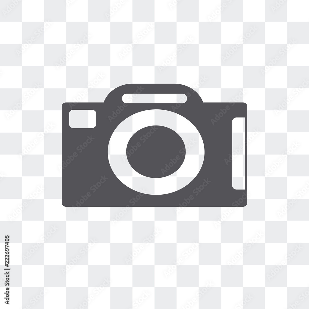 Poster camera front view icon isolated on transparent background. modern and editable camera front view ico