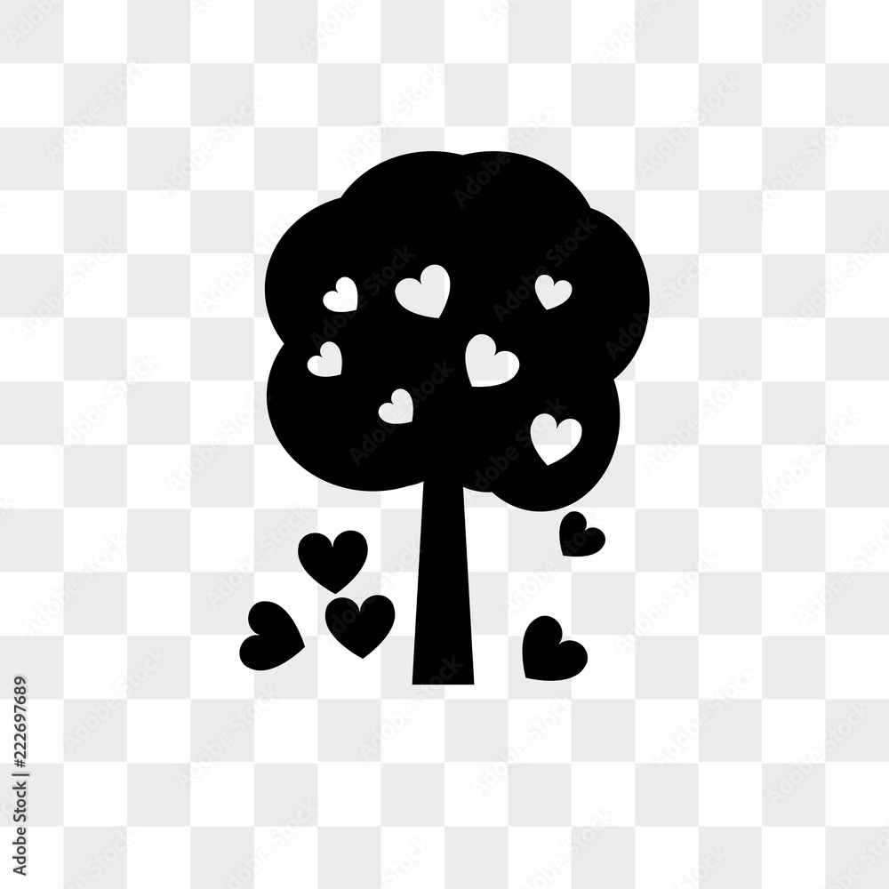 Poster tree with hearts icon isolated on transparent background. modern and editable tree with hearts icon.