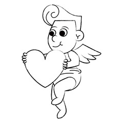 Cupid with heart sketch