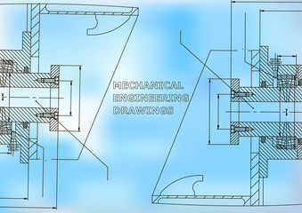 Mechanical engineering. Technical illustration. Backgrounds of engineering subjects. Blue