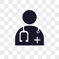 doctor icon isolated on transparent background. Modern and editable doctor icon. Simple icons vector illustration.