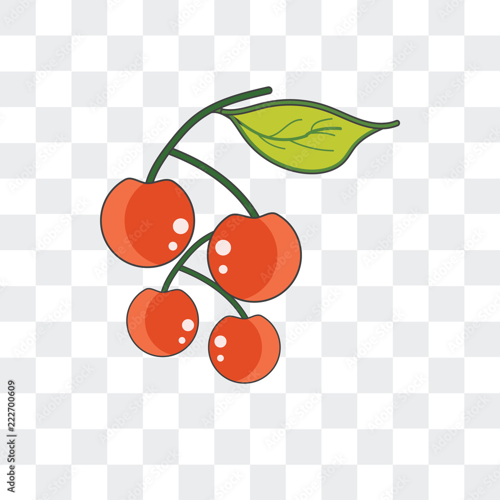 Poster cherry icon isolated on transparent background. modern and editable cherry icon. simple icons vector