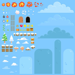 Naklejka premium Nature Snow Game Background