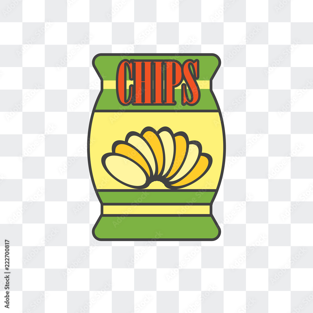 Poster chips icon isolated on transparent background. modern and editable chips icon. simple icons vector i