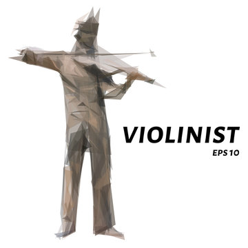 The violinist of the triangles. Violinist low poly. Vector illustration.