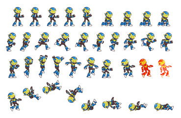 Blue Robot Game Sprites