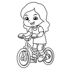 Girl Riding New Green Bicycle BW