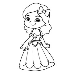 Girl Dressed As Princess In Blue Dress BW