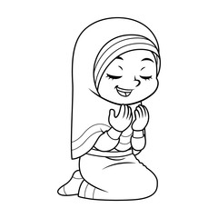 Moslem Girl Praying Dua BW