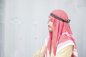 Arabian man is thinking